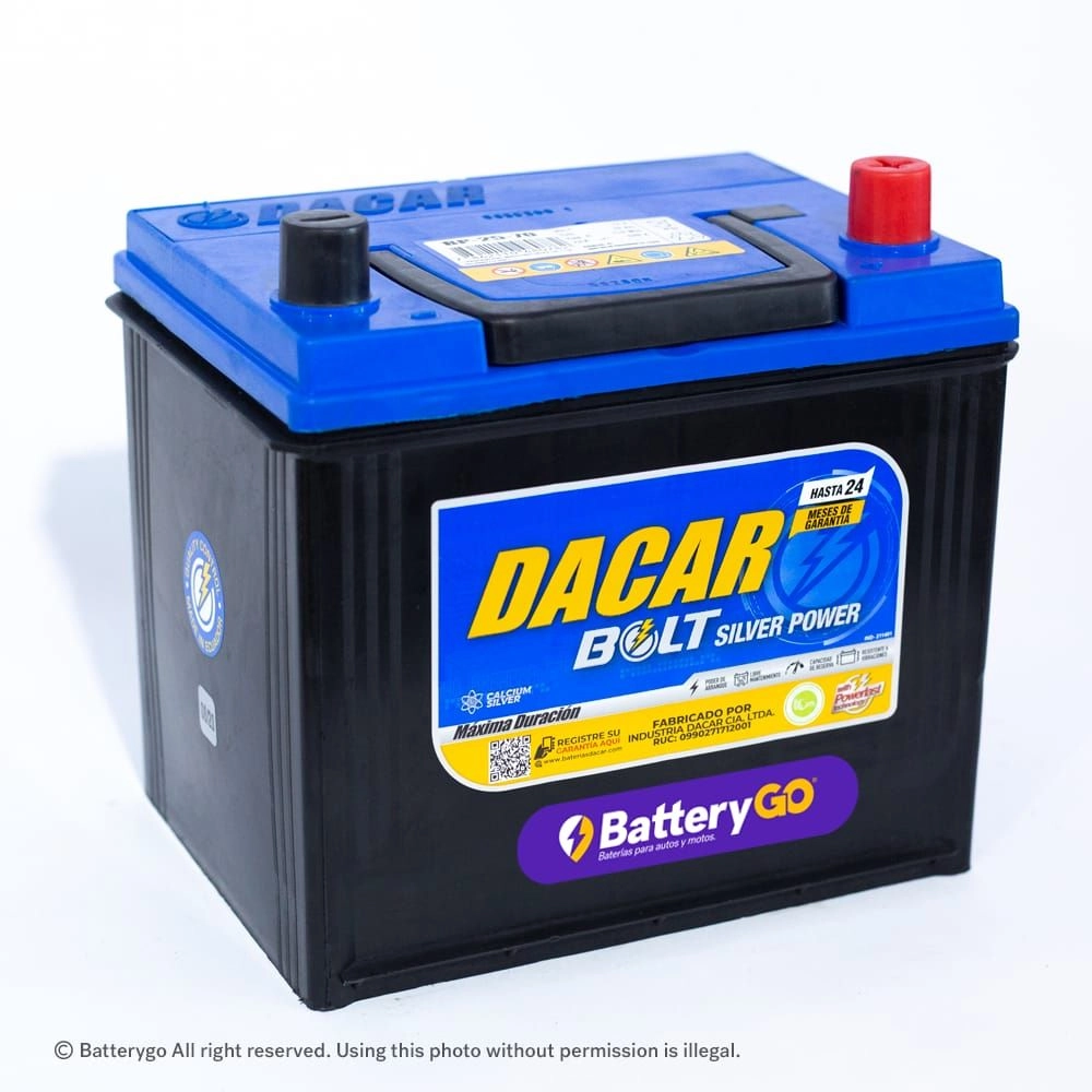 Batería Dacar D5 25-70 (70Ah) de alta potencia y durabilidad, disponible para servicio a domicilio en Guayaquil.