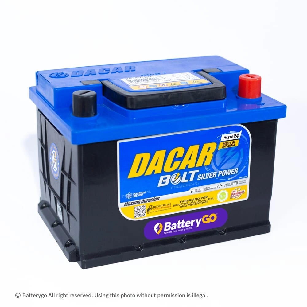Batería Dacar D5 42-65 (65Ah) de alta potencia y durabilidad, disponible para servicio a domicilio en Guayaquil.