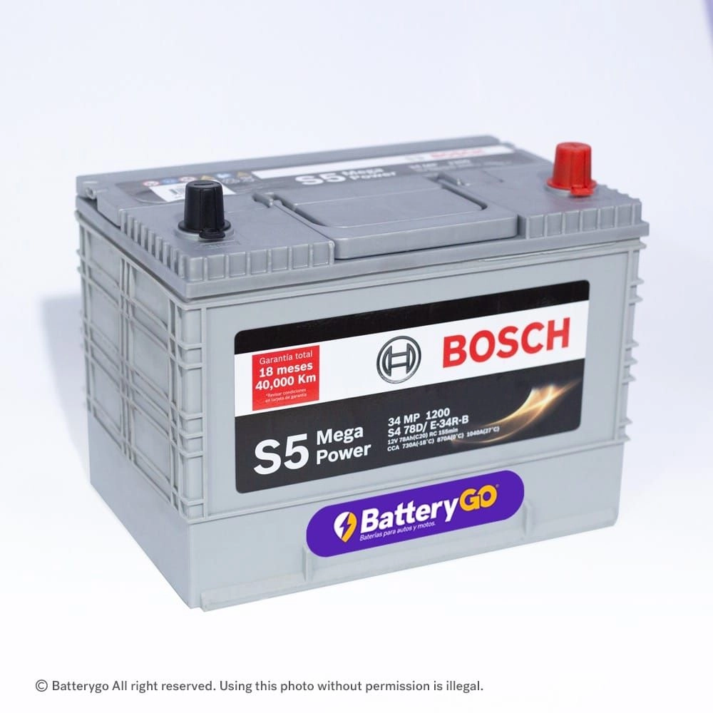 Batería Bosch SS5 34 MP (78Ah) de alto rendimiento para vehículos premium, disponible para servicio a domicilio en Guayaquil.