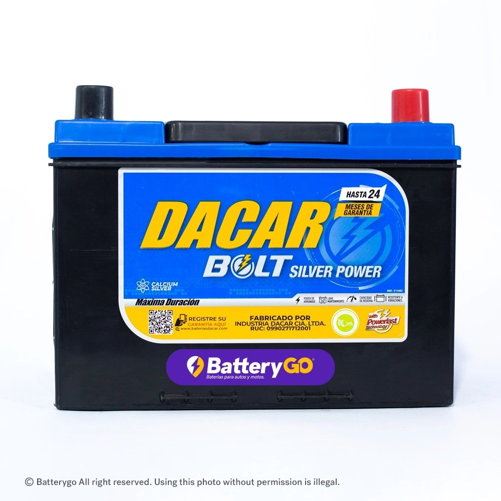 Batería Dacar D5 34-85 (85Ah) de alta potencia y durabilidad, disponible para servicio a domicilio en Guayaquil.