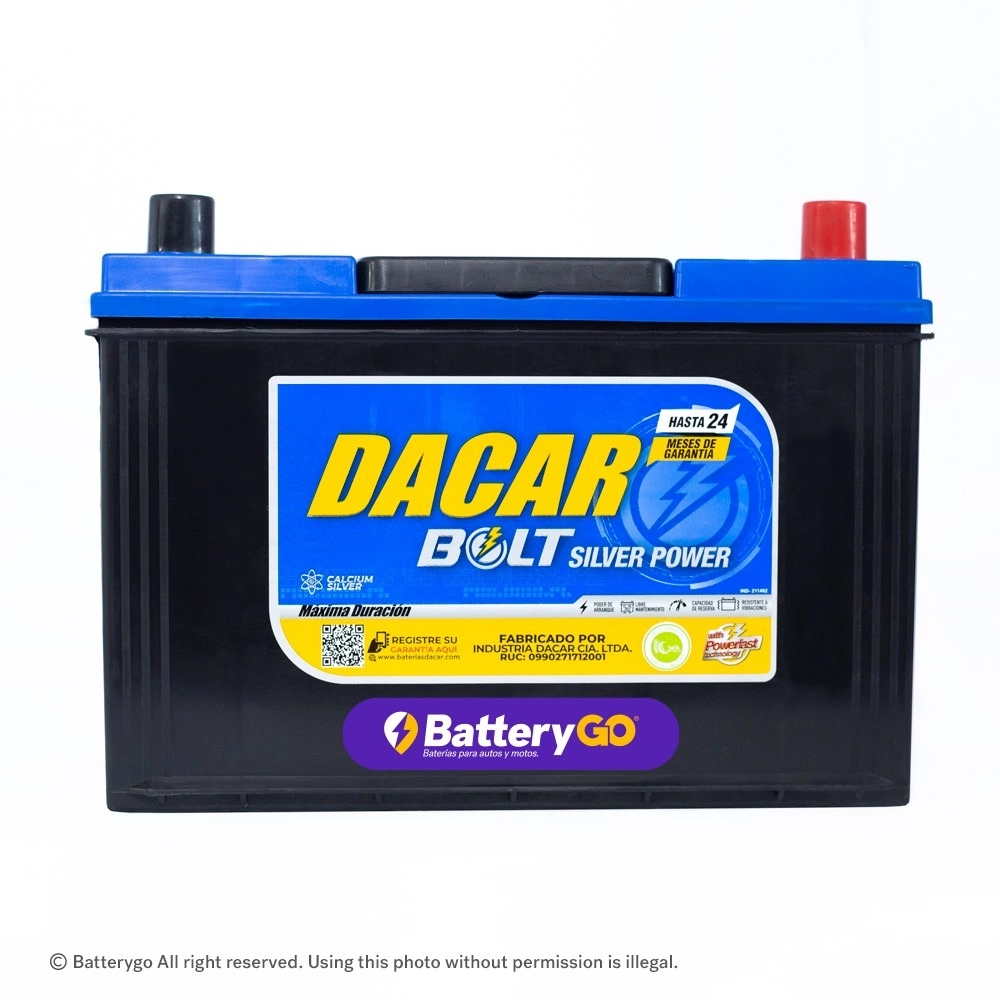 Batería Dacar D5 27-100 (100Ah) de alta potencia y durabilidad, disponible para servicio a domicilio en Guayaquil.