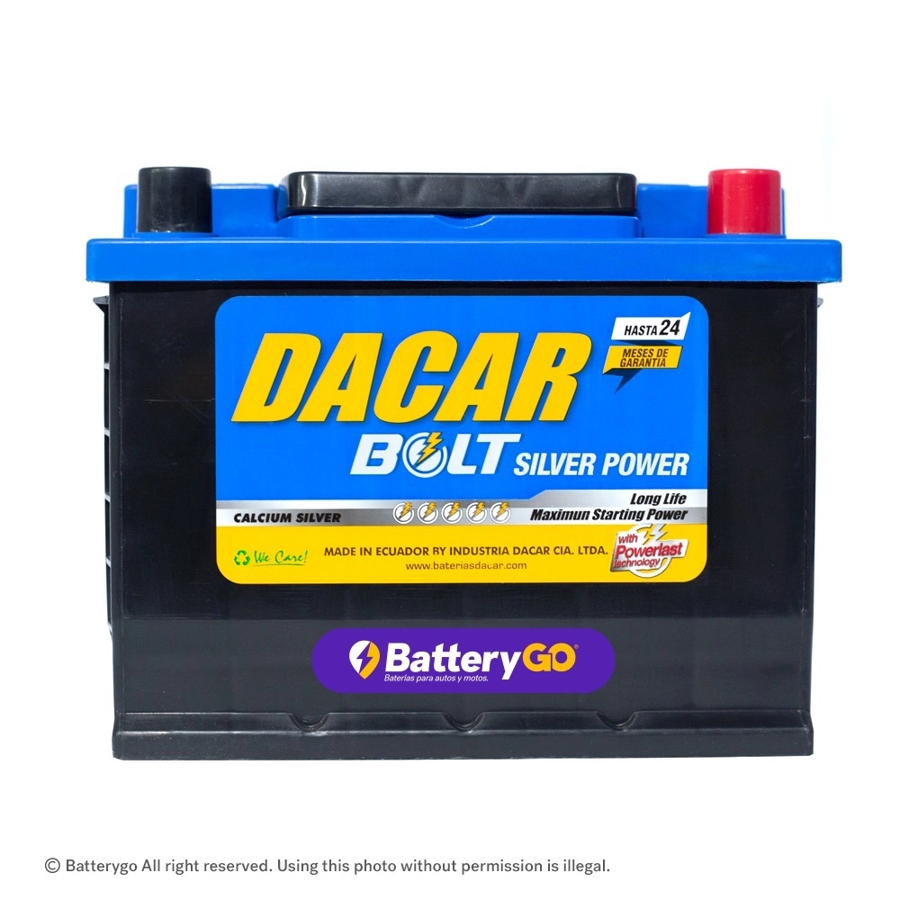 Batería Dacar D5 47-65 (65Ah) de alta potencia y durabilidad, disponible para servicio a domicilio en Guayaquil.